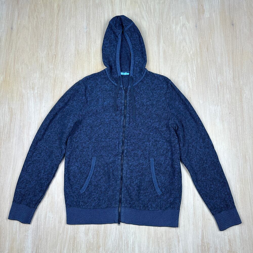 J. McLaughlin Heathered Blue Full Zip Up Hoodie Casual Cozy Knit Sweater Medium